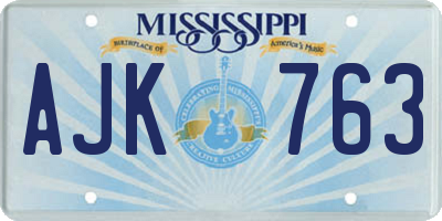MS license plate AJK763