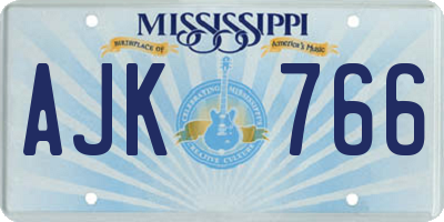 MS license plate AJK766