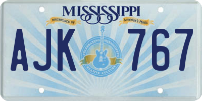 MS license plate AJK767