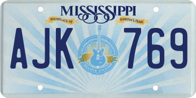 MS license plate AJK769