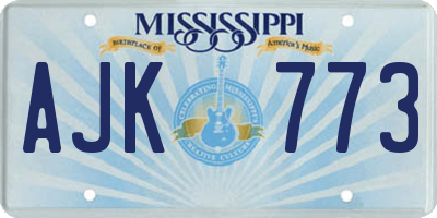 MS license plate AJK773