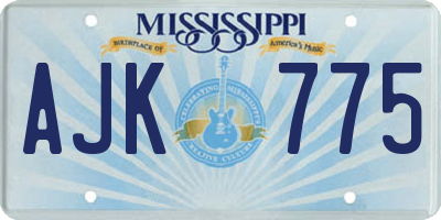 MS license plate AJK775