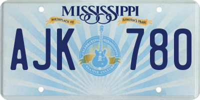MS license plate AJK780