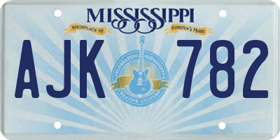 MS license plate AJK782