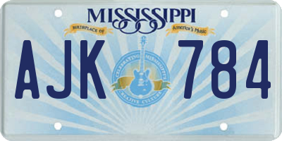 MS license plate AJK784