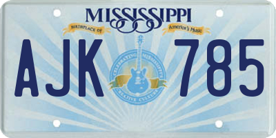 MS license plate AJK785