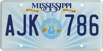 MS license plate AJK786