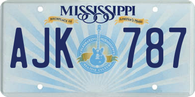 MS license plate AJK787