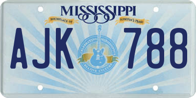 MS license plate AJK788