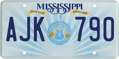 MS license plate AJK790
