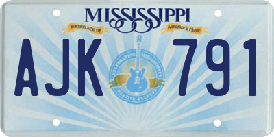 MS license plate AJK791