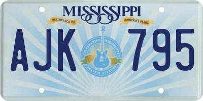 MS license plate AJK795
