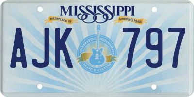 MS license plate AJK797