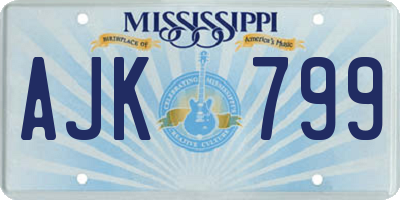 MS license plate AJK799
