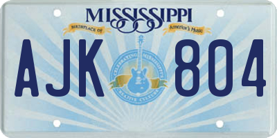 MS license plate AJK804