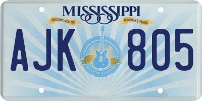 MS license plate AJK805