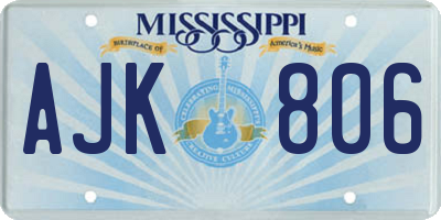 MS license plate AJK806