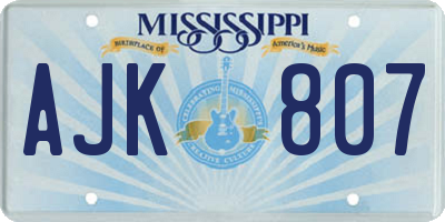 MS license plate AJK807