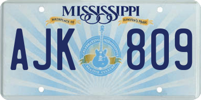 MS license plate AJK809