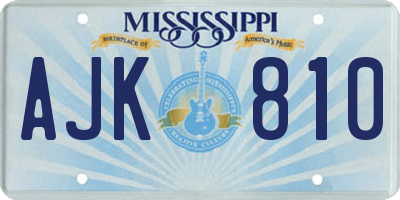 MS license plate AJK810