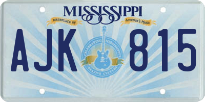MS license plate AJK815