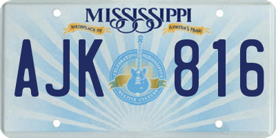 MS license plate AJK816