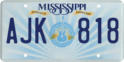 MS license plate AJK818