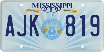 MS license plate AJK819