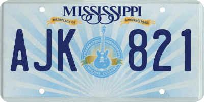 MS license plate AJK821