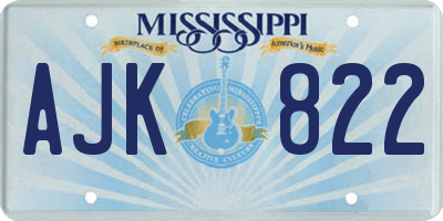 MS license plate AJK822