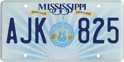 MS license plate AJK825