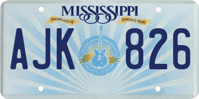 MS license plate AJK826