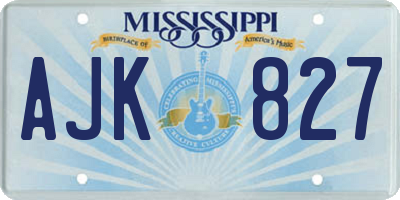 MS license plate AJK827
