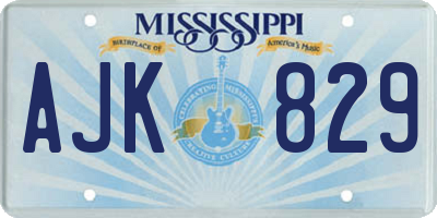 MS license plate AJK829