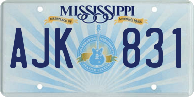 MS license plate AJK831