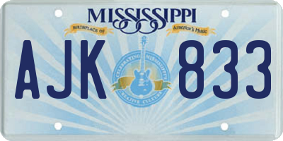 MS license plate AJK833