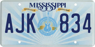 MS license plate AJK834