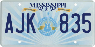 MS license plate AJK835