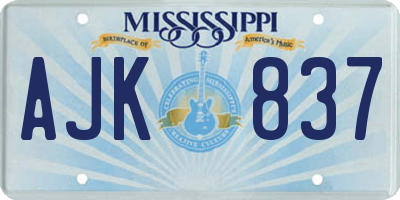 MS license plate AJK837
