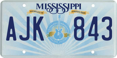 MS license plate AJK843