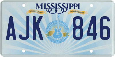 MS license plate AJK846
