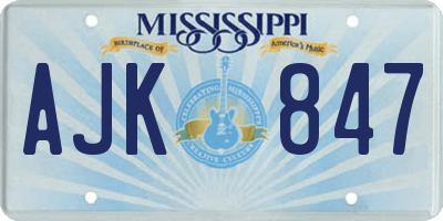 MS license plate AJK847