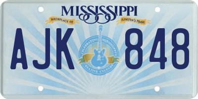 MS license plate AJK848