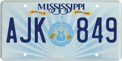 MS license plate AJK849