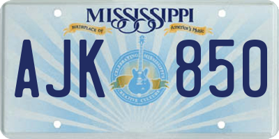 MS license plate AJK850