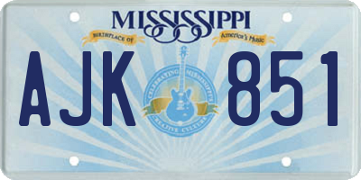 MS license plate AJK851