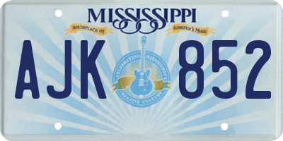 MS license plate AJK852