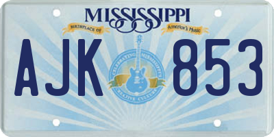 MS license plate AJK853