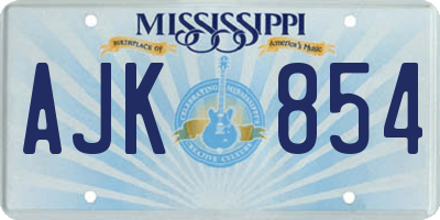 MS license plate AJK854