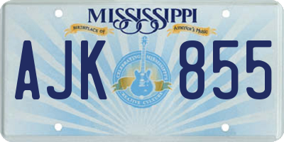 MS license plate AJK855